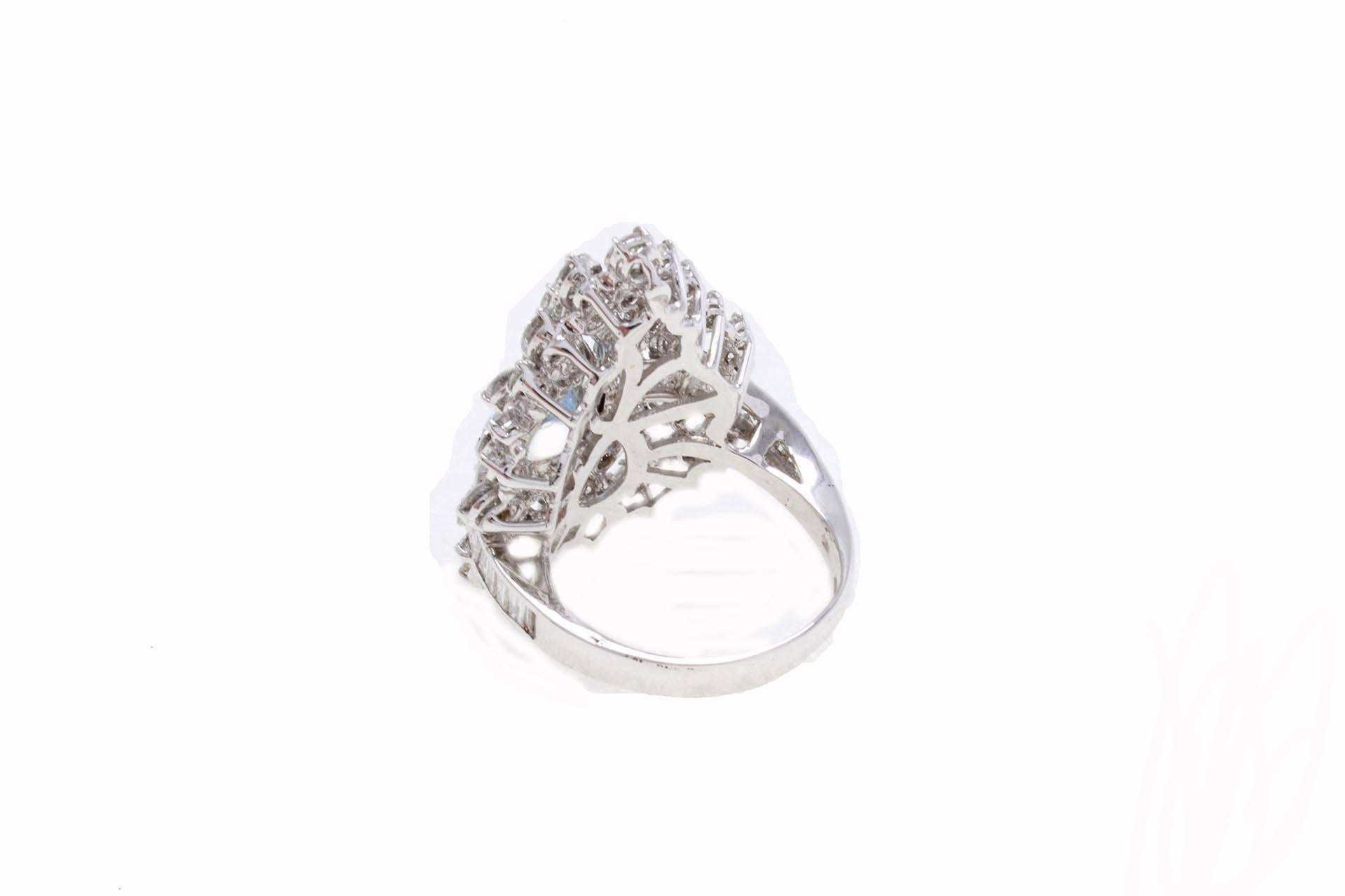 Art Deco Luise Aquamarine Diamond Gold Ring