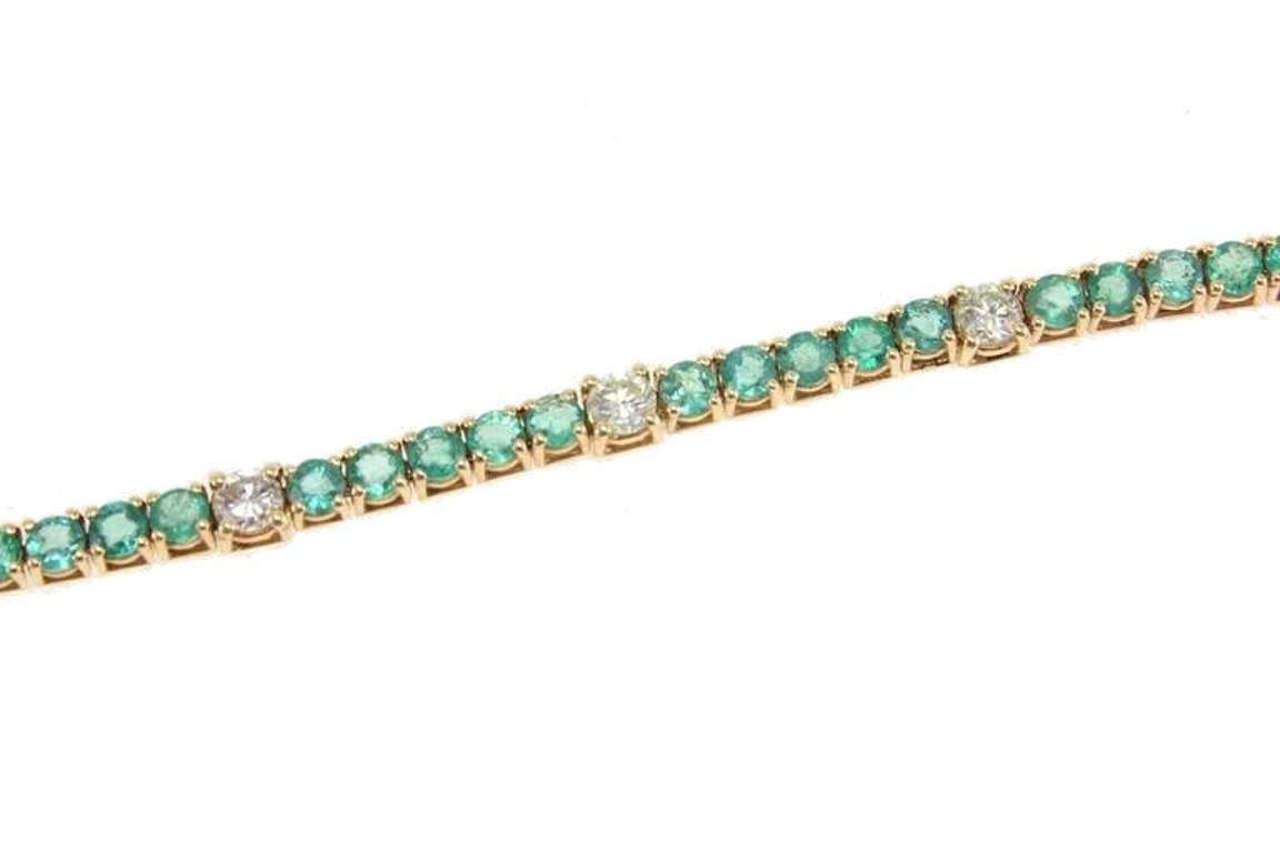 Luise Emerald Diamonds Gold Tennis Bracelet In Good Condition In Marcianise, Marcianise (CE)