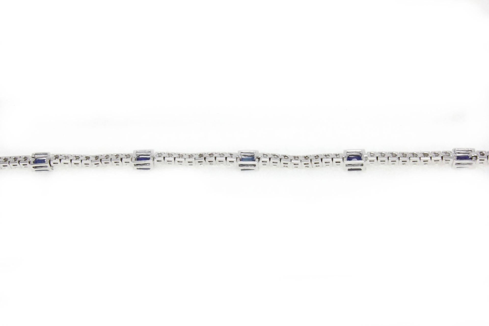 Retro Luise Sapphire Diamond Gold Tennis Bracelet 