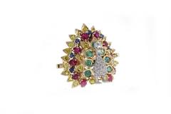 Gemstone Gold Peacock Ring