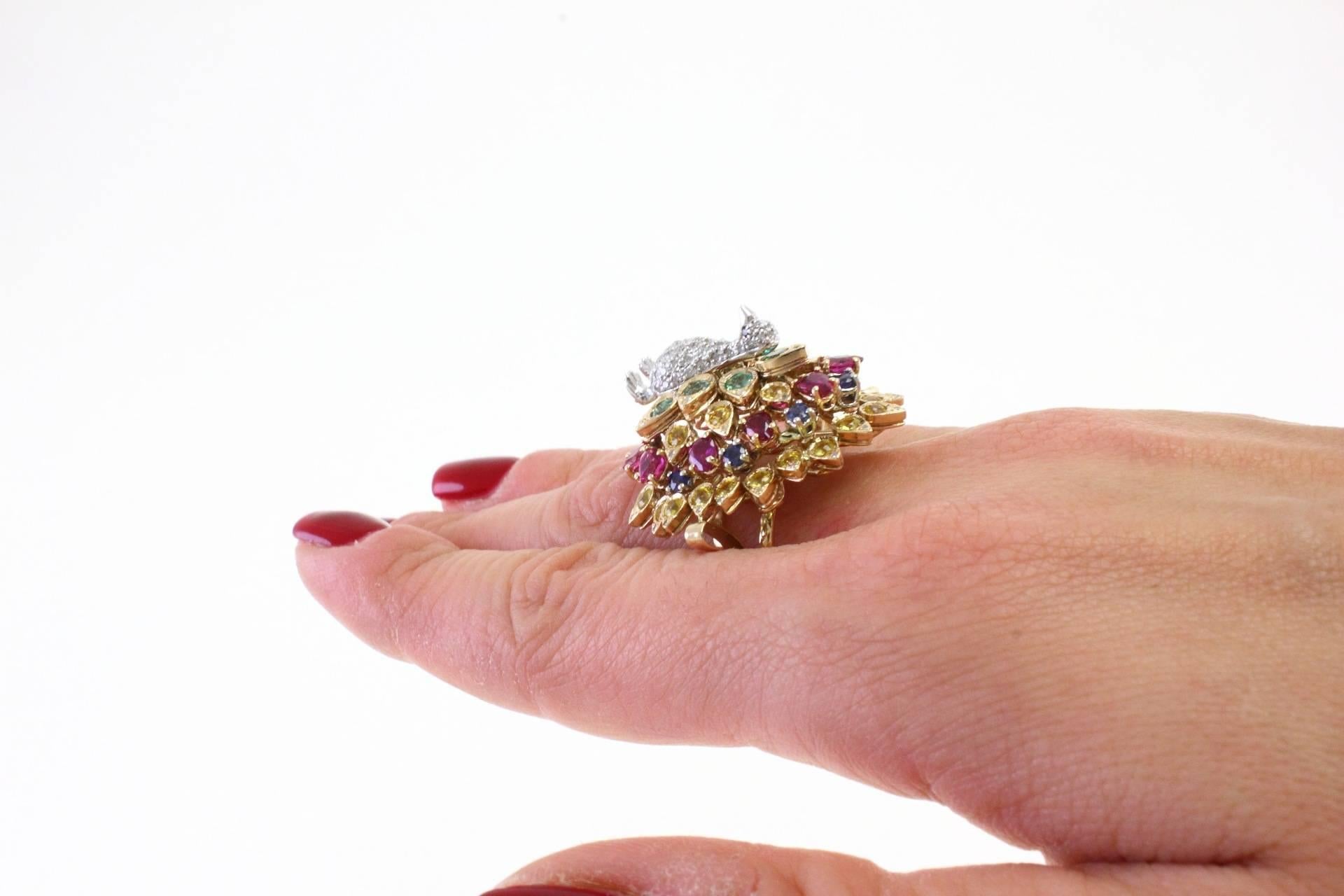 Women's Gemstone Gold Peacock Ring