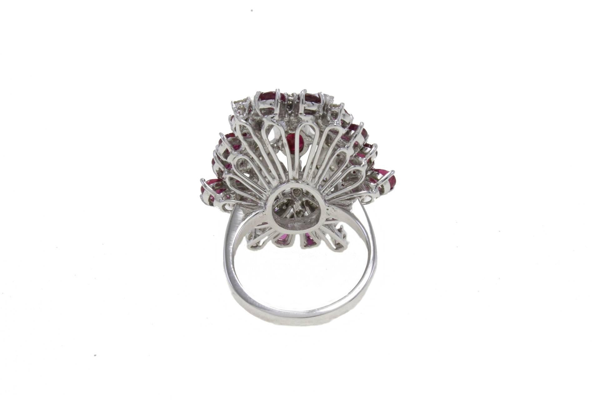 Mixed Cut  Ruby Diamond Gold Dome Ring