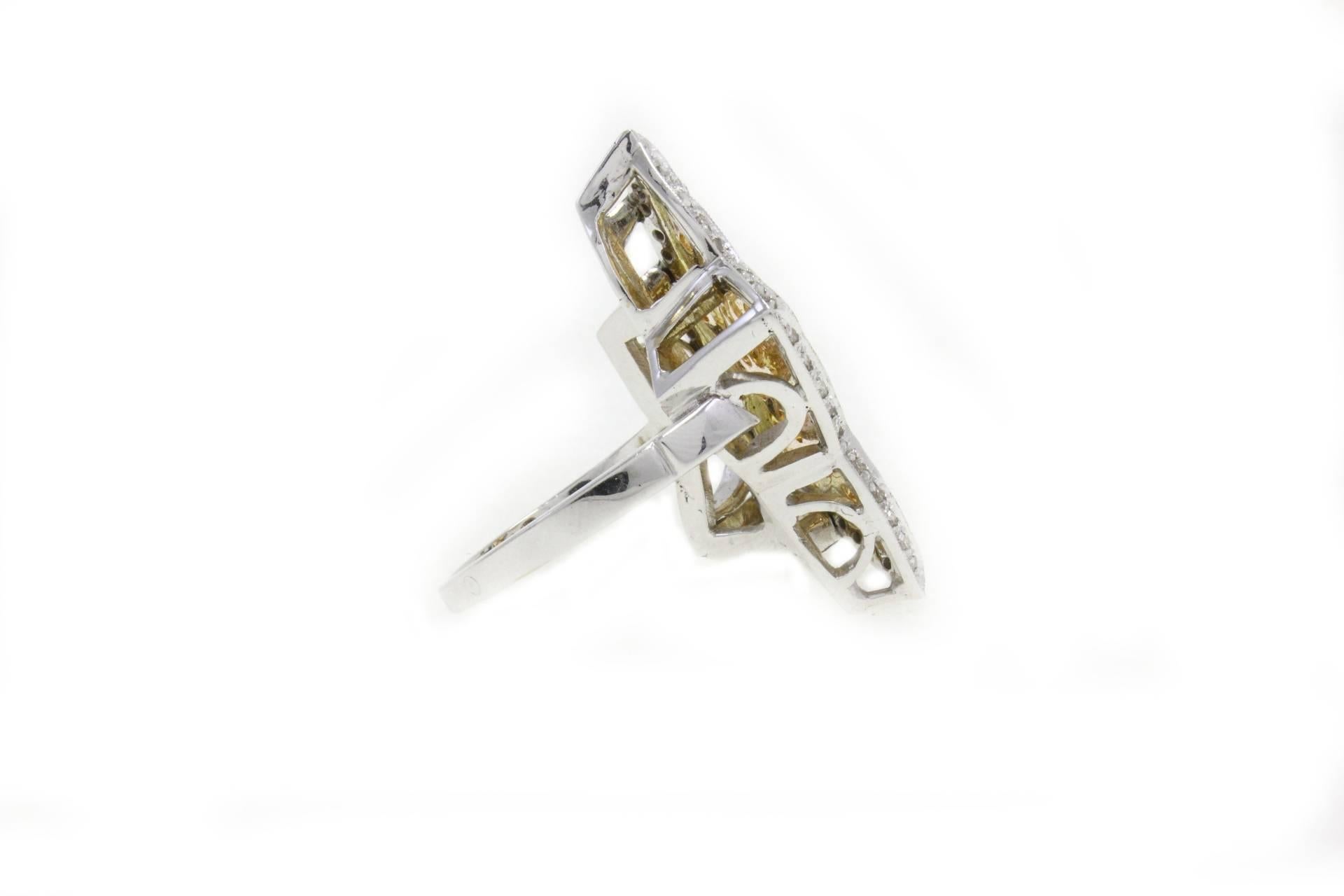 Women's  Leaf Topaz Diamond Gold Ring