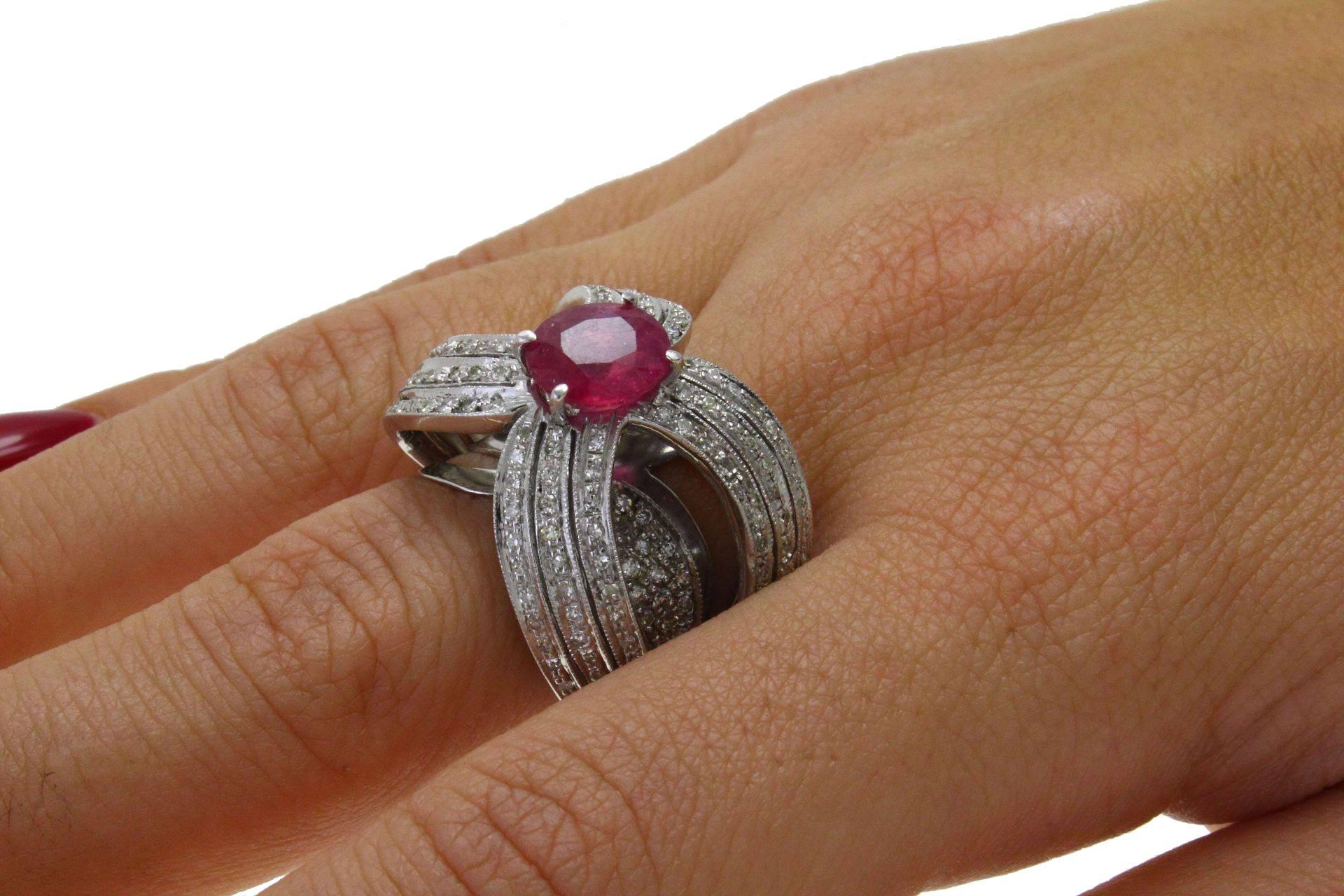 Women's Luise Diamond Ruby Gold Dome Ring