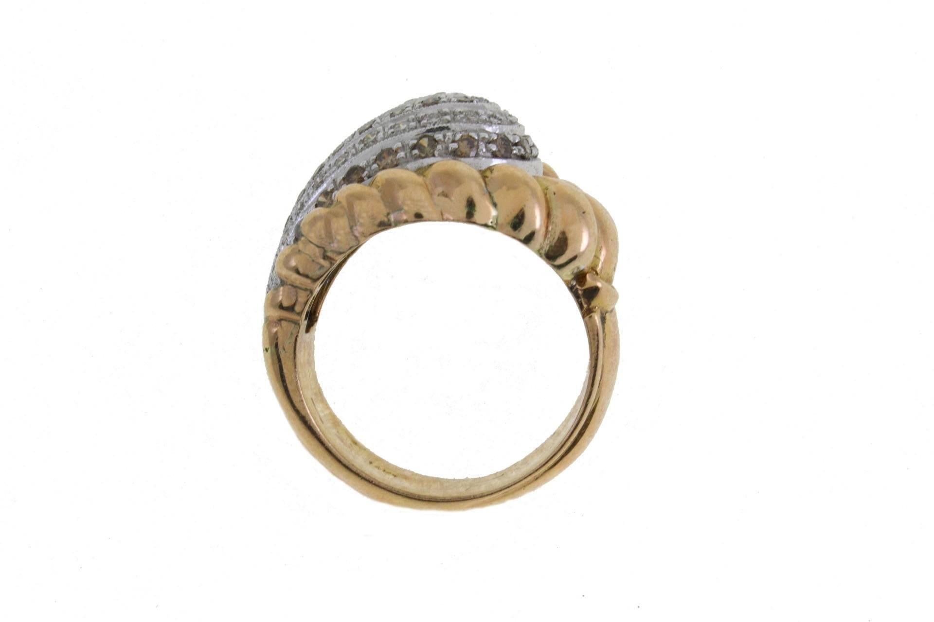  Cornucopia Fancy Brown and White Diamonds Gold Ring In Good Condition In Marcianise, Marcianise (CE)
