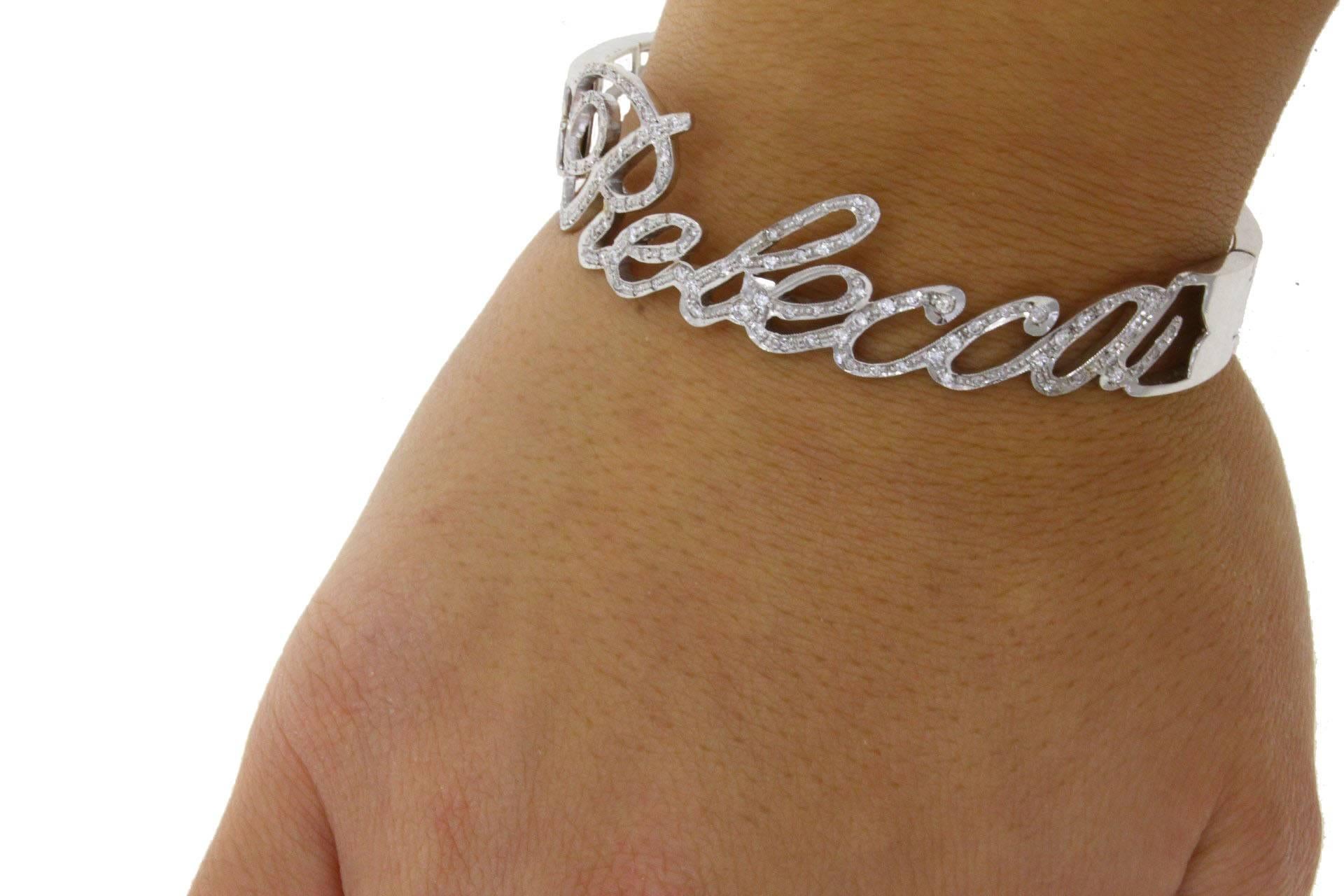  Diamond and 18 kt White Gold Personalized Bracelet In Good Condition In Marcianise, Marcianise (CE)