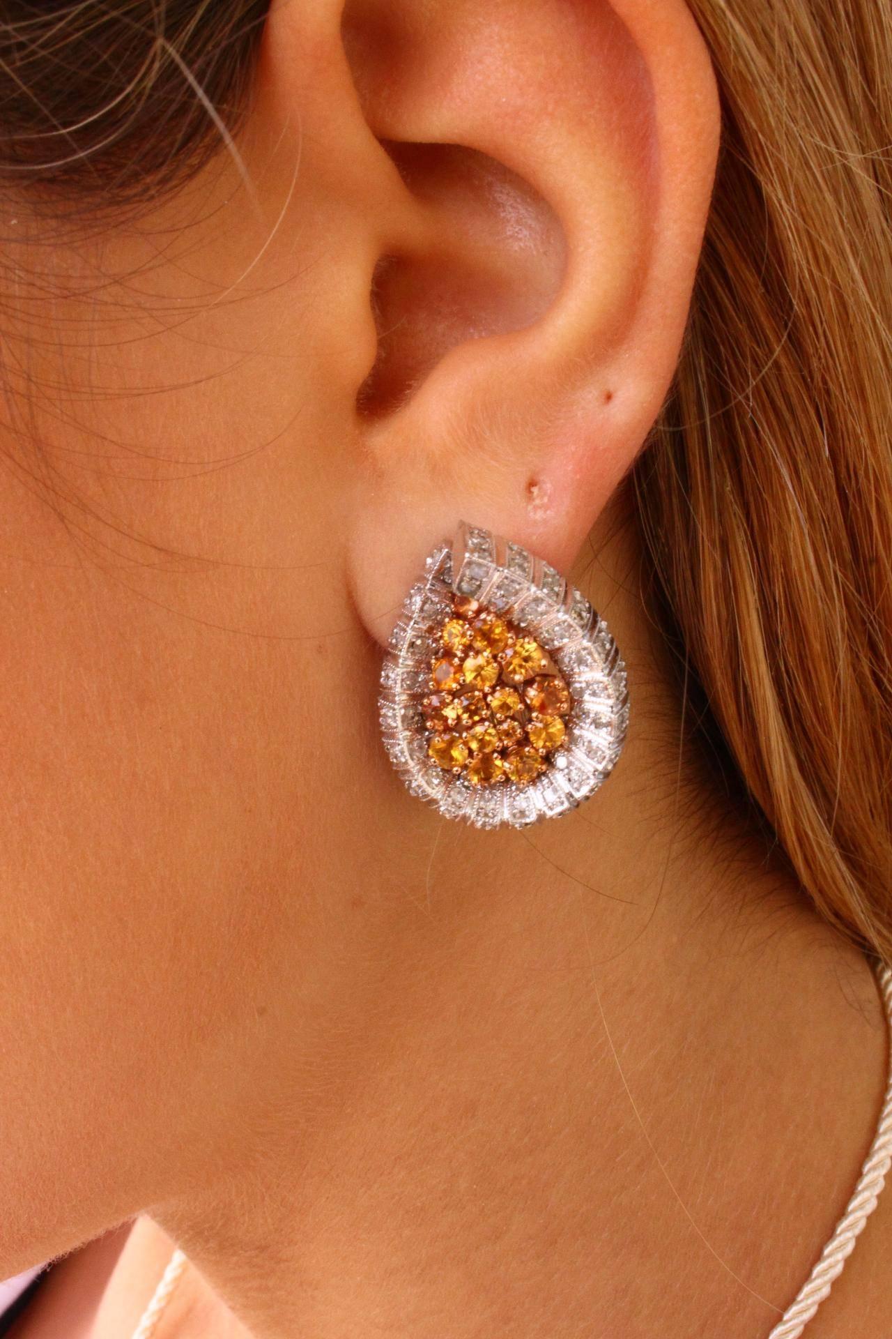 Luise Teardrop Sapphire Diamond Earrings In Good Condition In Marcianise, Marcianise (CE)
