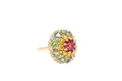 Tourmaline Sapphire Diamond Rose Gold Ring