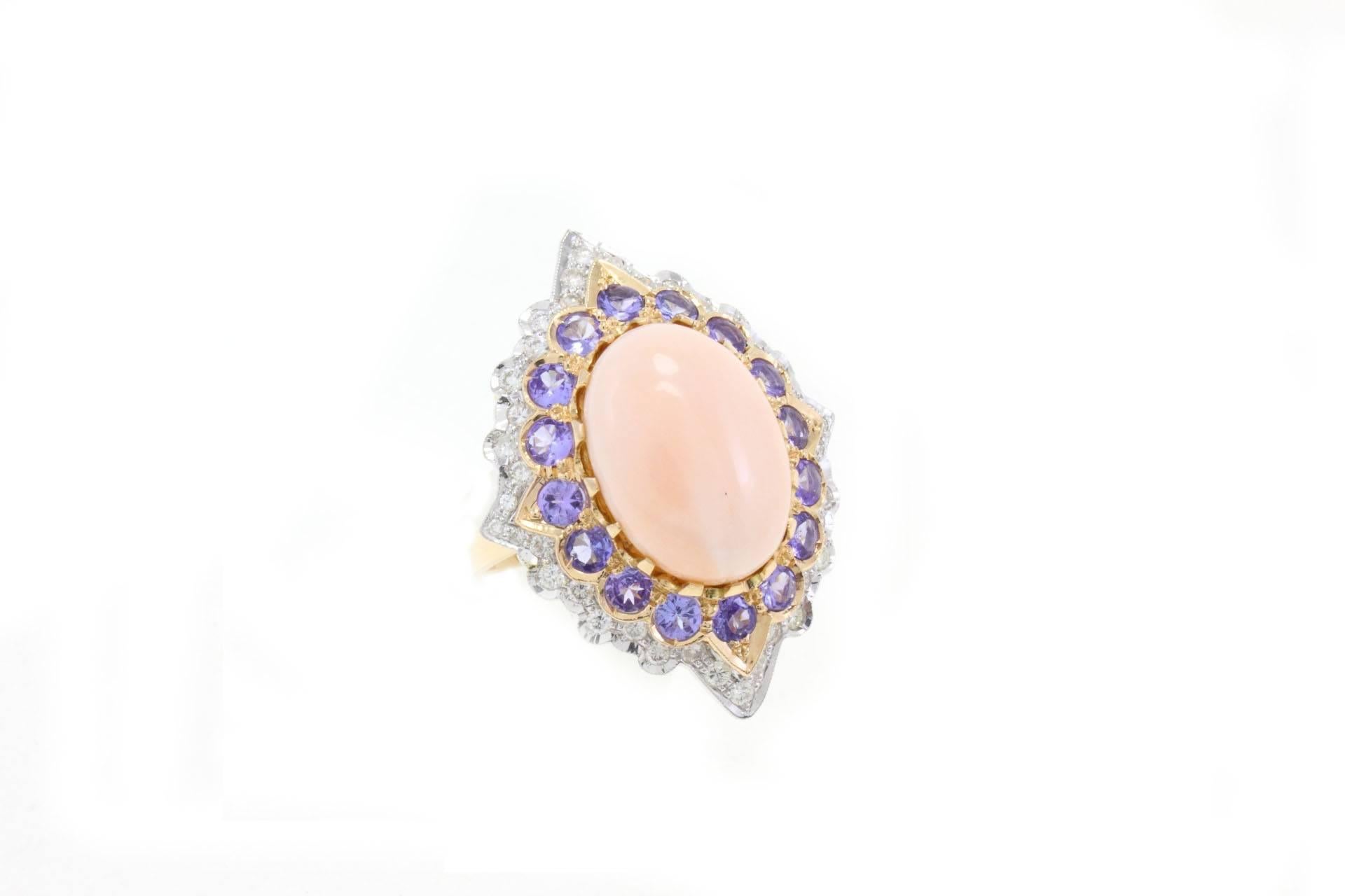 This ring is a triumph of femininity with its shades of pink and purple.
If you want to feel like a fairytale princess, this is the ring for you.
US size                                               Materials Details
width 1.02 inch             