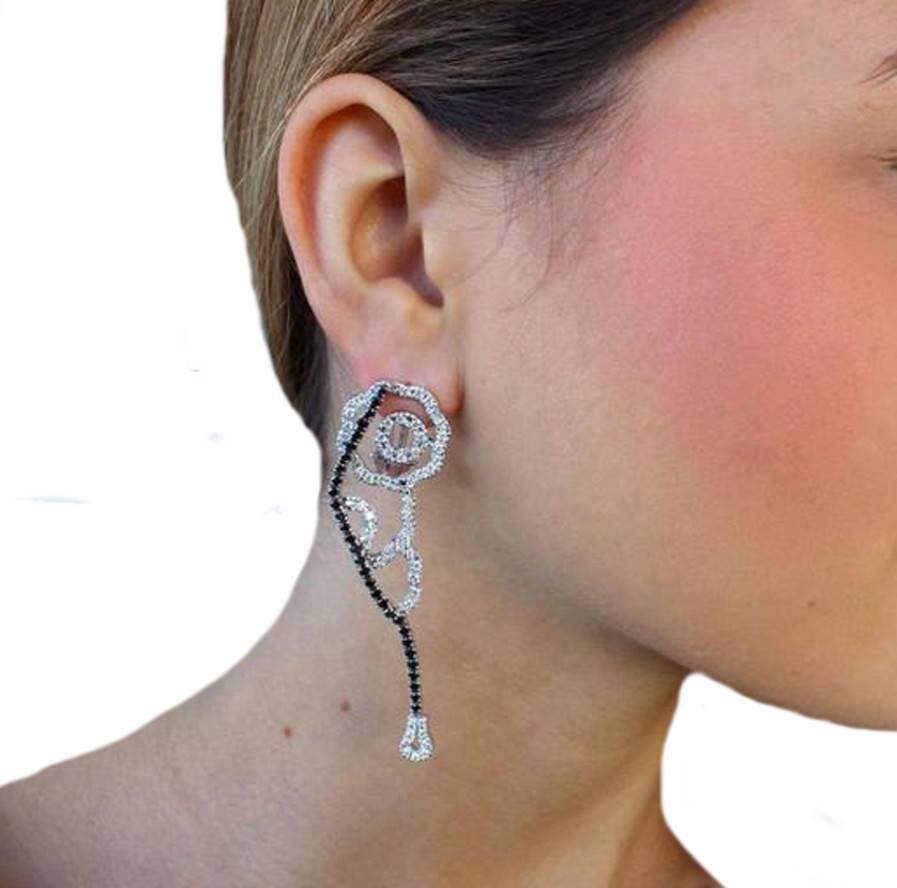 Women's Luise Black & White Diamond White Gold Earrings