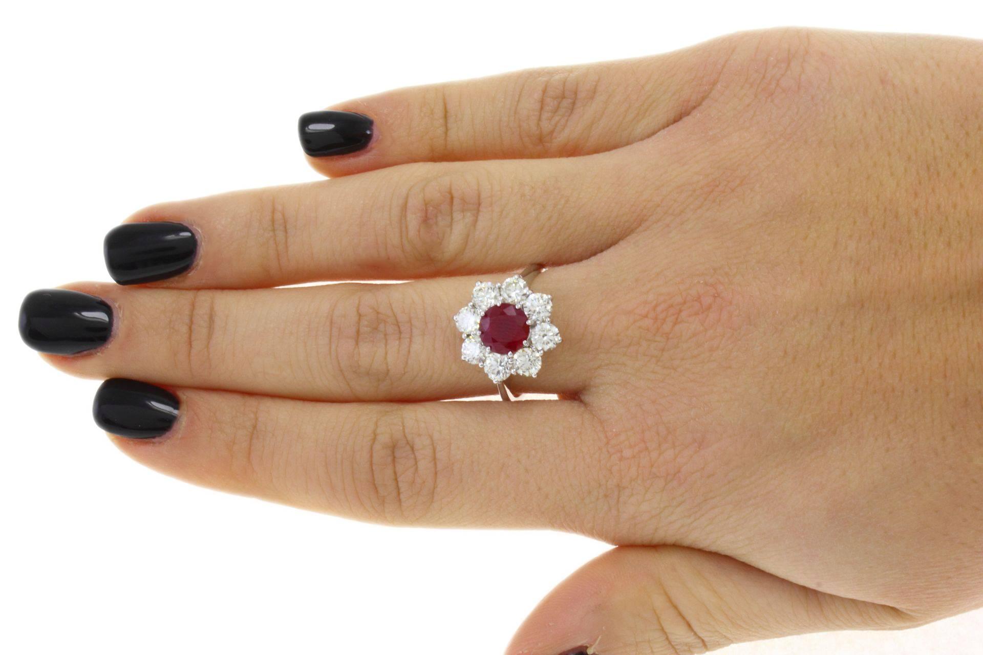 ruby and diamond flower ring