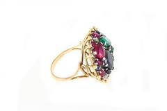 Sapphires, Emeralds and Rubies and Diamond Gold Ring