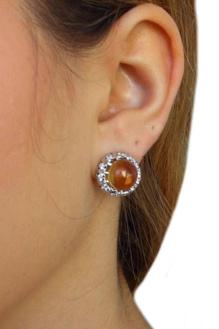 Women's Topaz Diamond White Gold Earrings