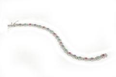 Rubies, Emeralds, Sapphires, Diamonds, 14 Kt White Gold Bracelet.
