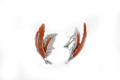 Luise Coral Diamond Leaf Earrings