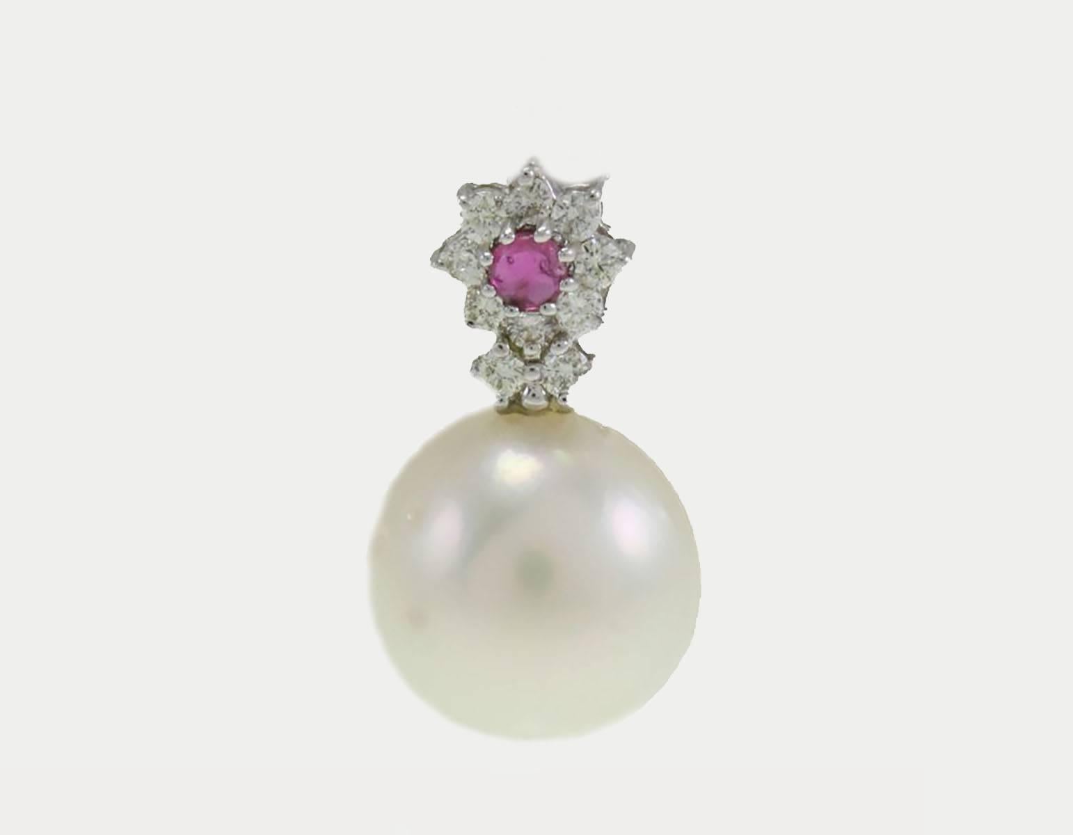 Retro Luise Diamond Pearl Garnet Daisy Earrings (OR670H)