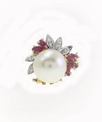 Luise Ruby Diamond Pearl Earrings (ORF1881)