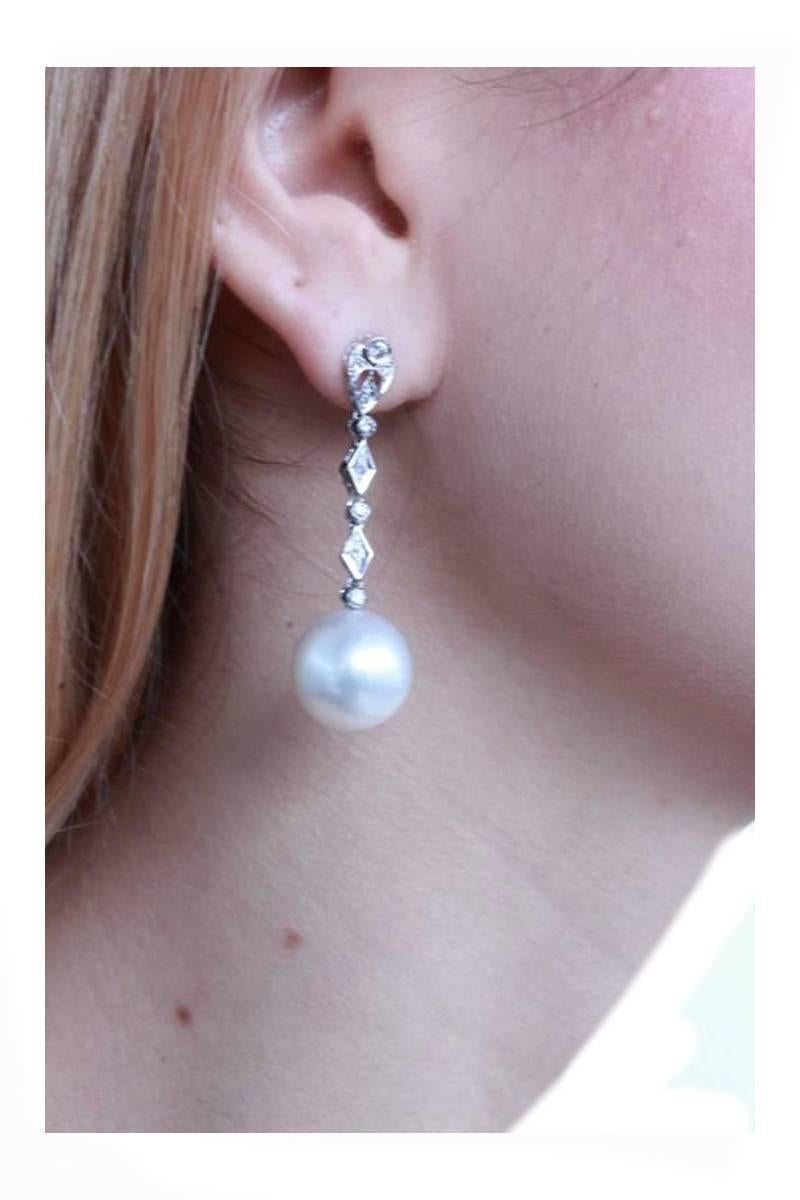 Luise Diamond Pearl Earrings 'OR616T' In Good Condition In Marcianise, Marcianise (CE)
