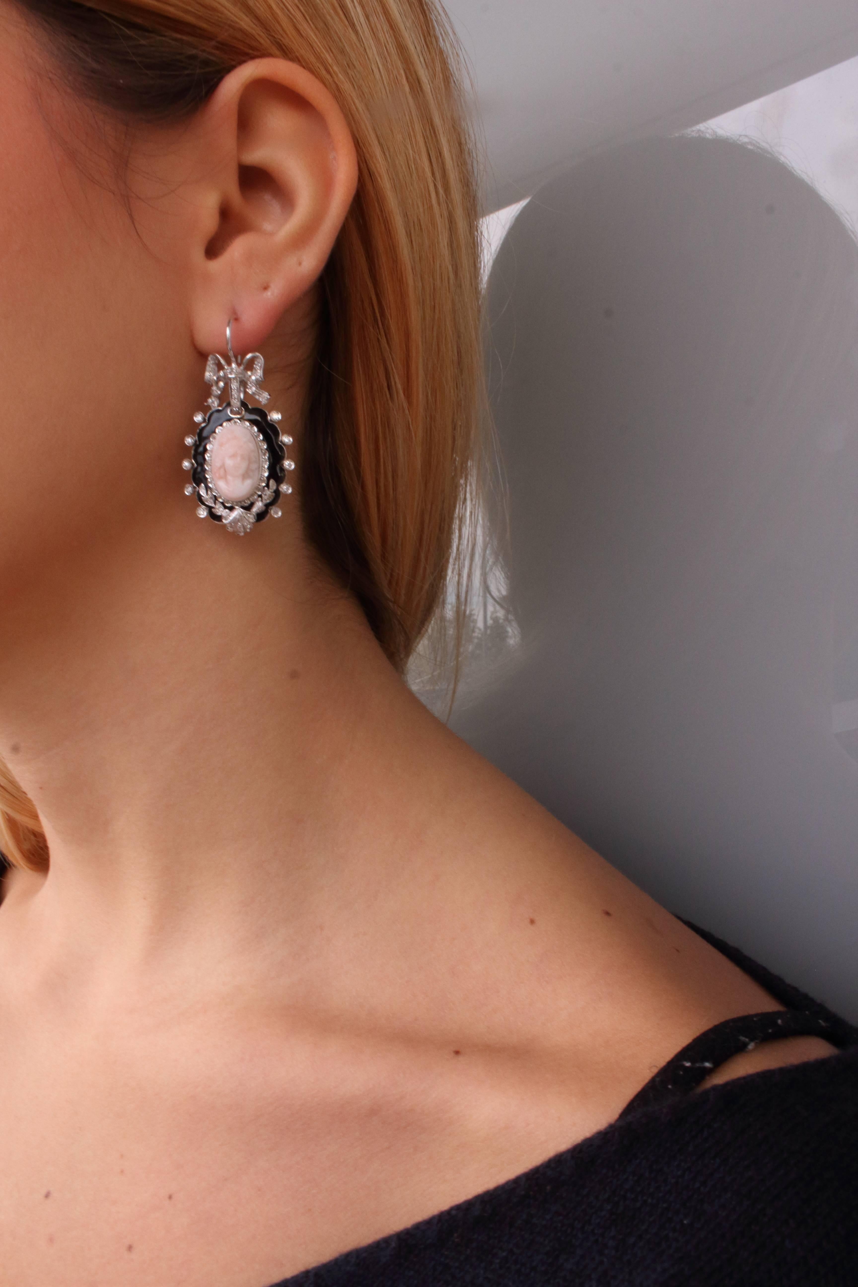 Women's Luise Cameo Coral Diamond Earrings