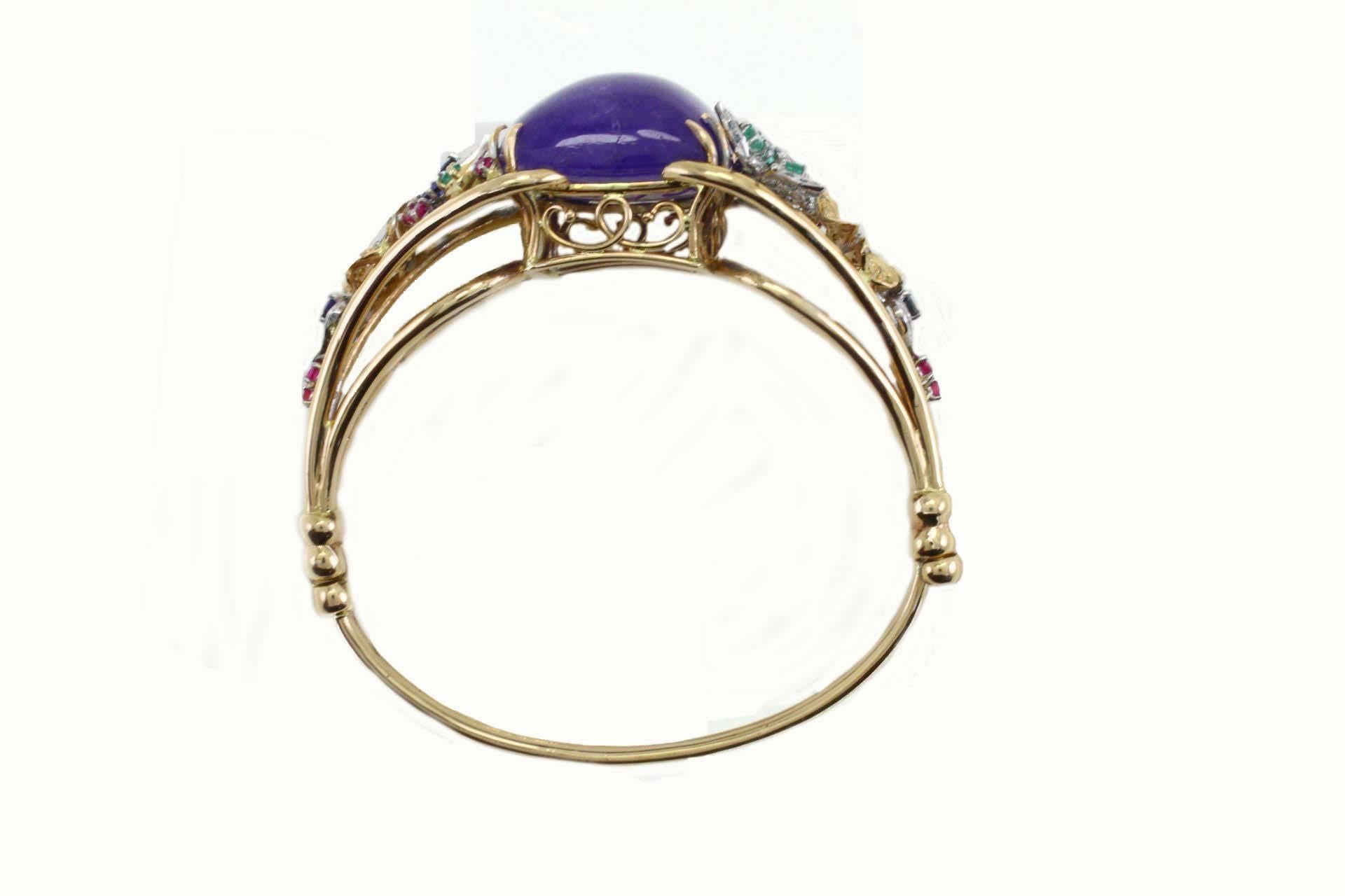 Diamond Emerald Ruby Sapphire Tanzanite Gold Bracelet In Good Condition In Marcianise, Marcianise (CE)