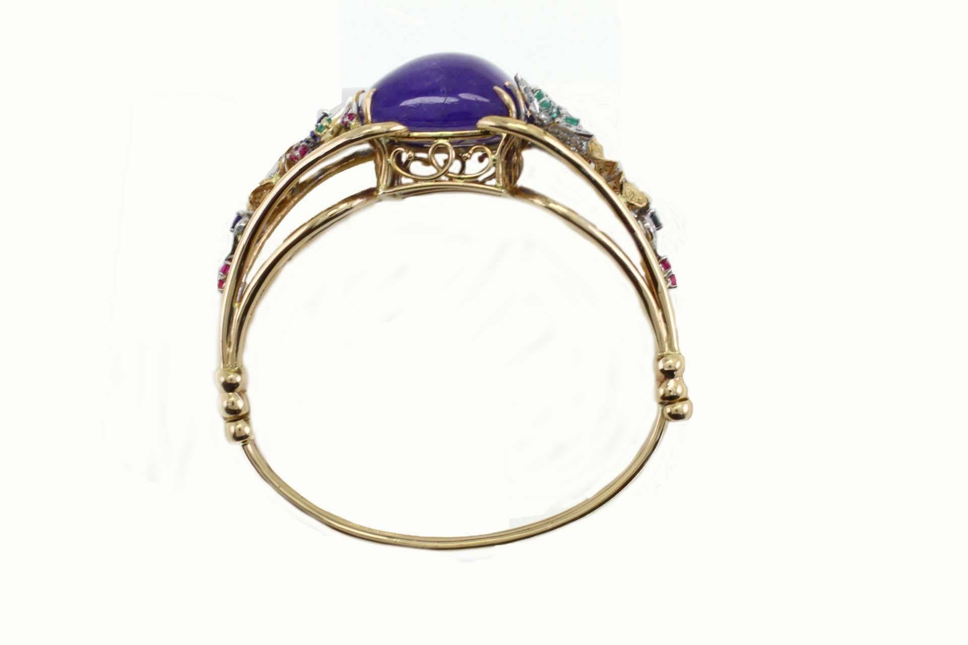 Diamante Esmeralda Rubí Zafiro Tanzanita Pulsera de Oro en Bueno Estado en Marcianise, Marcianise (CE)