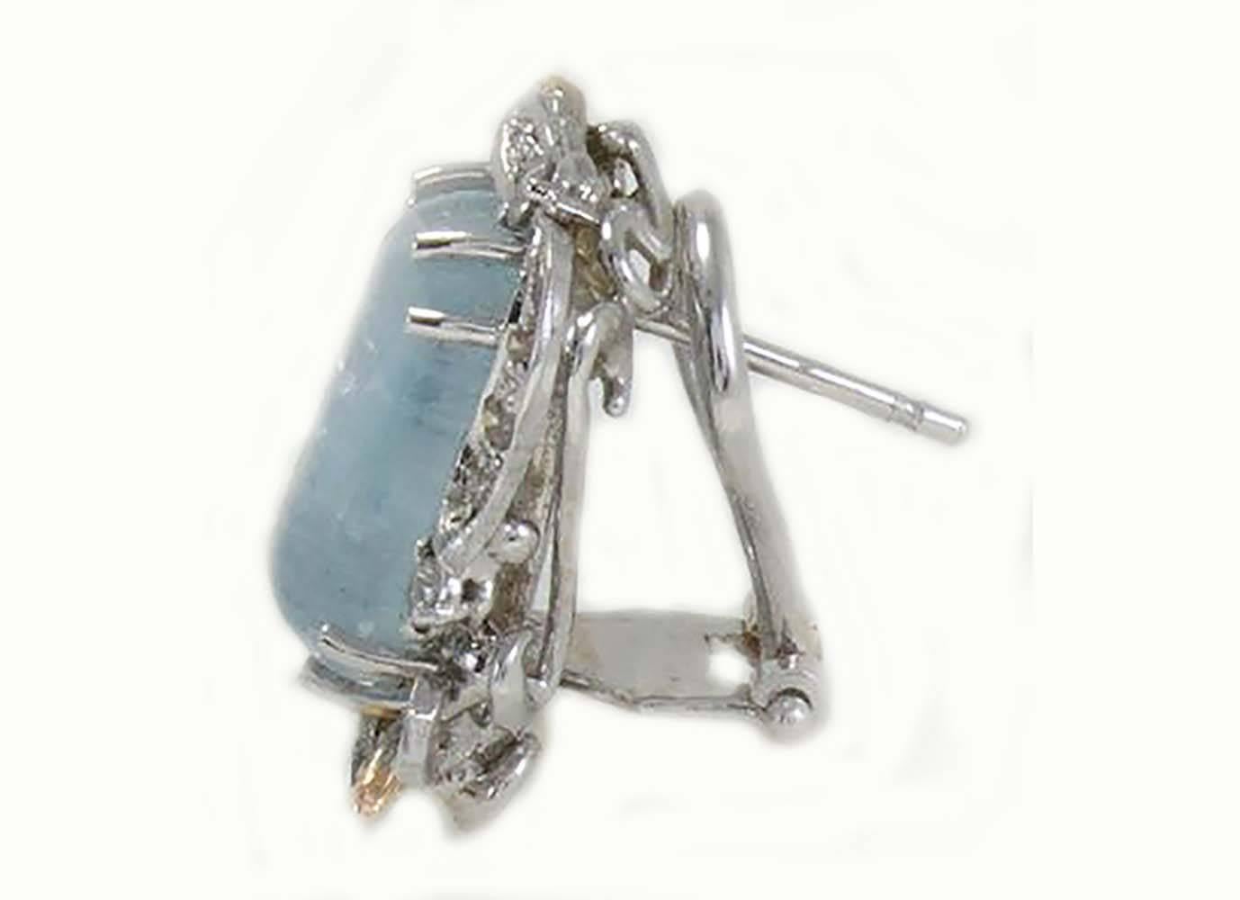Retro Luise  Aquamarine Diamond Earrings