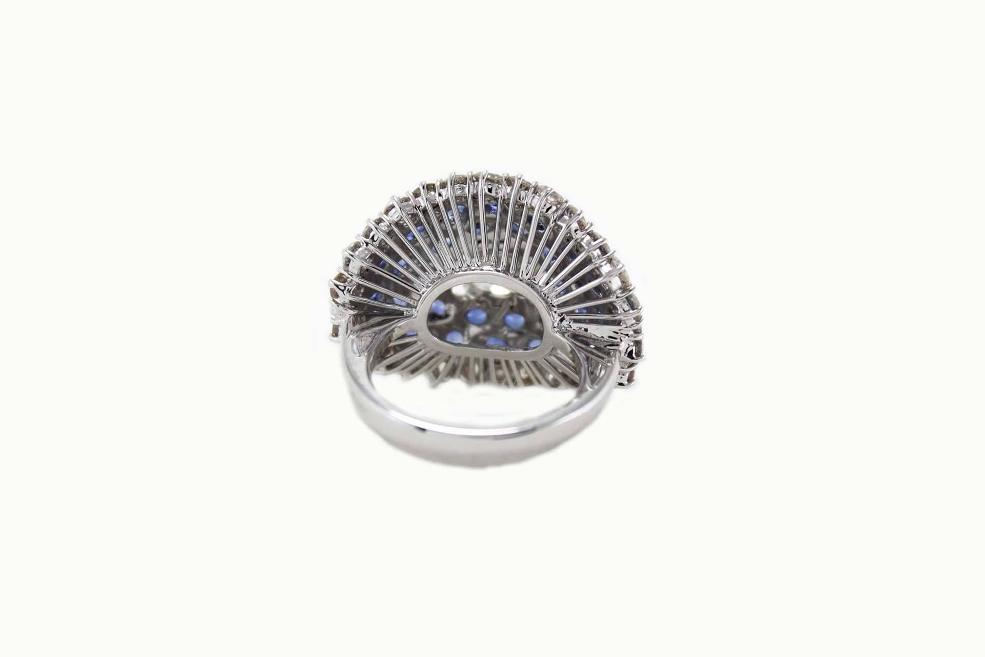 Retro Sapphire Diamond Gold Dome Ring