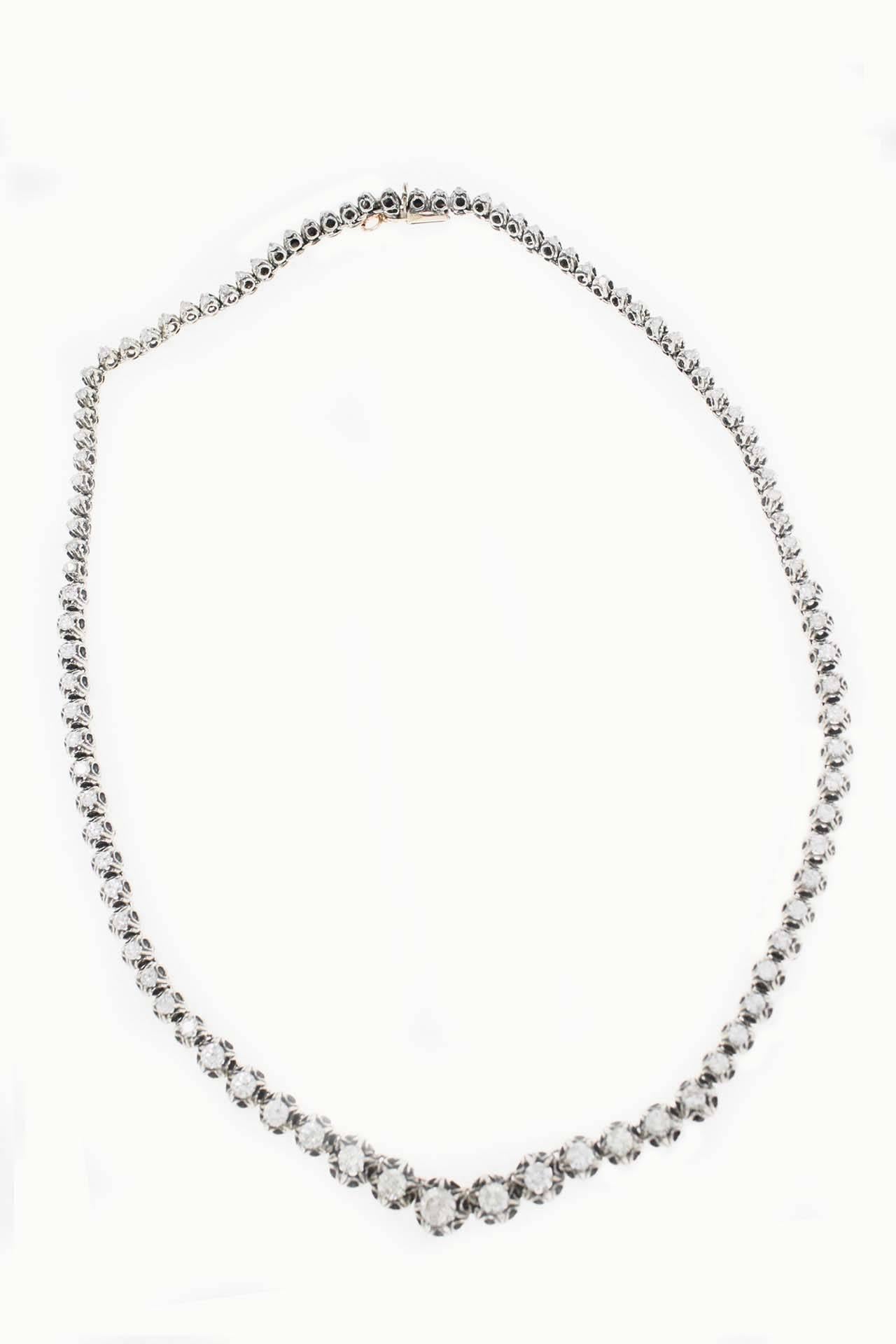 Women's Diamond Gold and Silver Choker Necklace