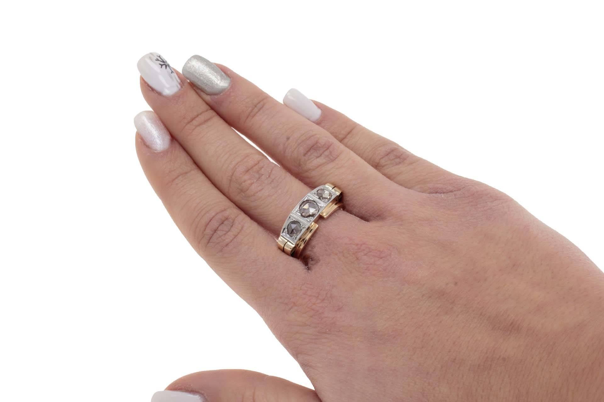 Women's 2, 10 carat Three-Diamond 18 kt Gold Ring