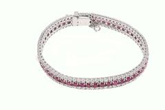 Ruby Diamond Gold Tennis Bracelet
