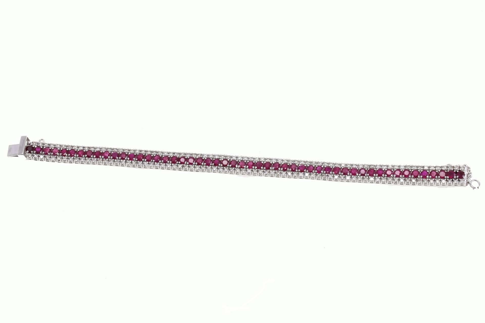 Retro Ruby Diamond Gold Tennis Bracelet