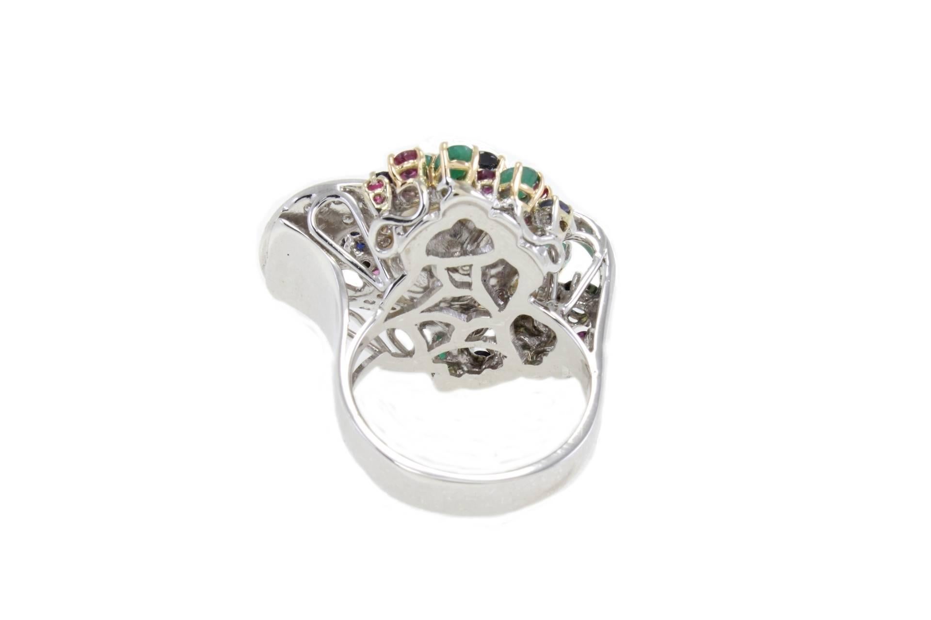 Women's Multi-Colored Australian Pearl Two-Color Gold Ring