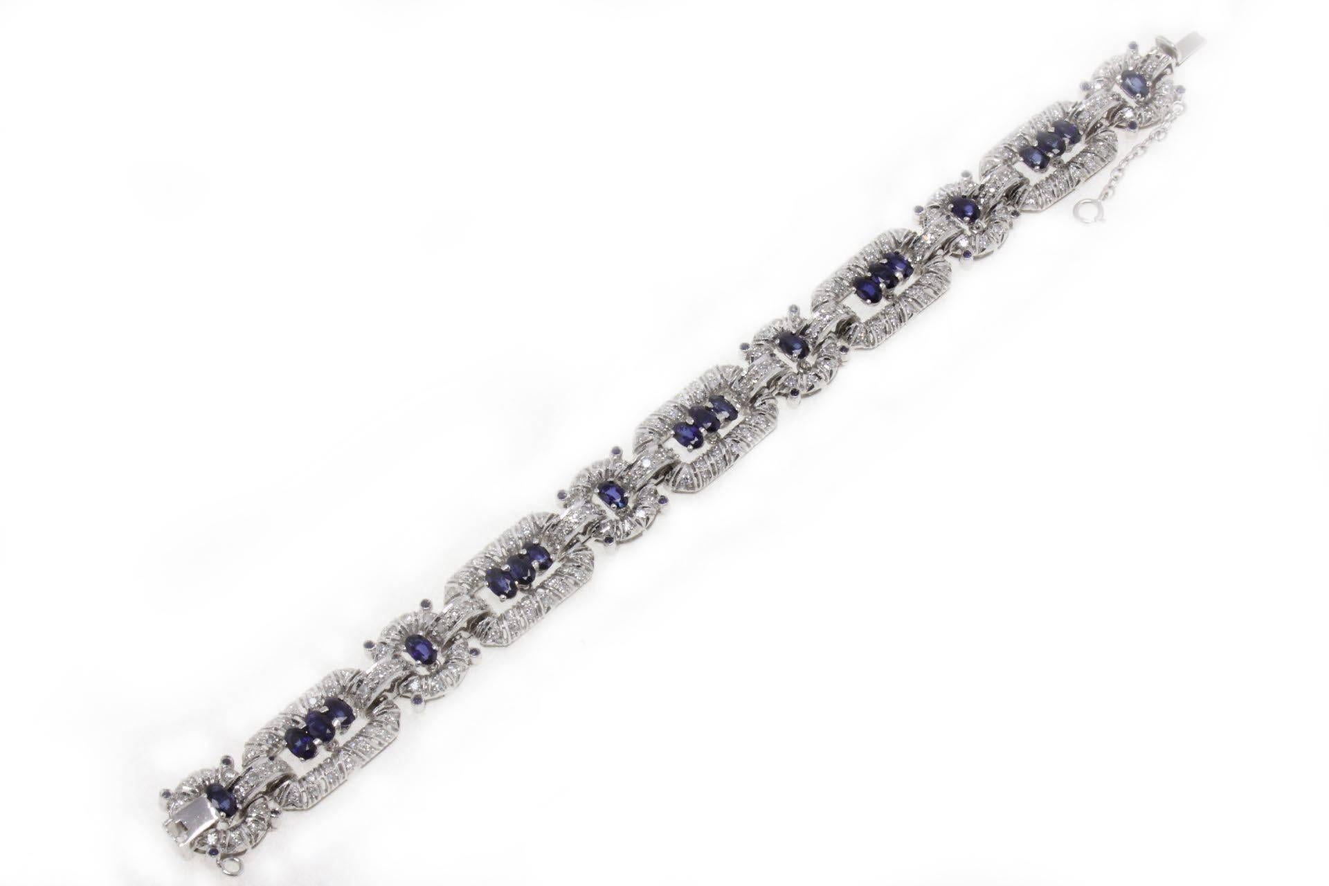 Retro Sapphire and  Diamond Gold Bracelet For Sale