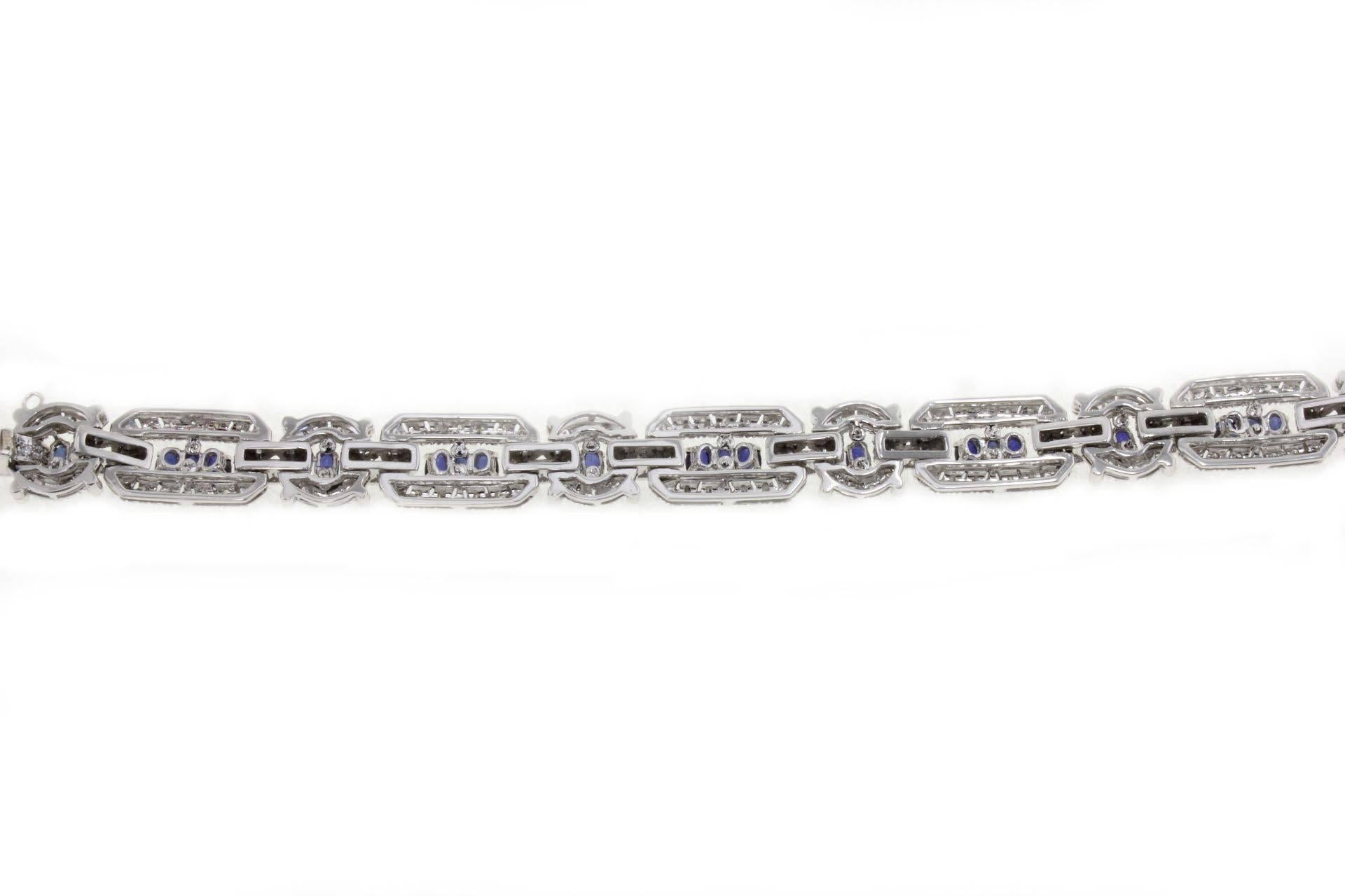 Brilliant Cut Sapphire and  Diamond Gold Bracelet For Sale