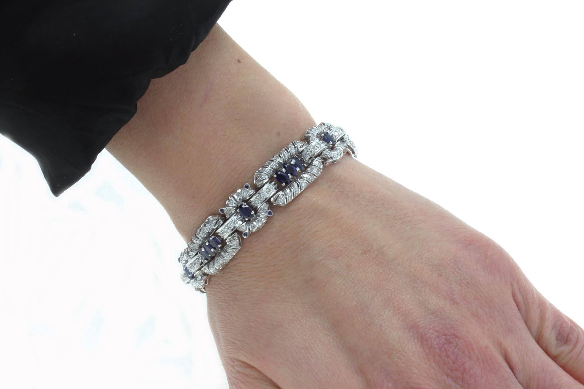 Sapphire and  Diamond Gold Bracelet In Good Condition For Sale In Marcianise, Marcianise (CE)