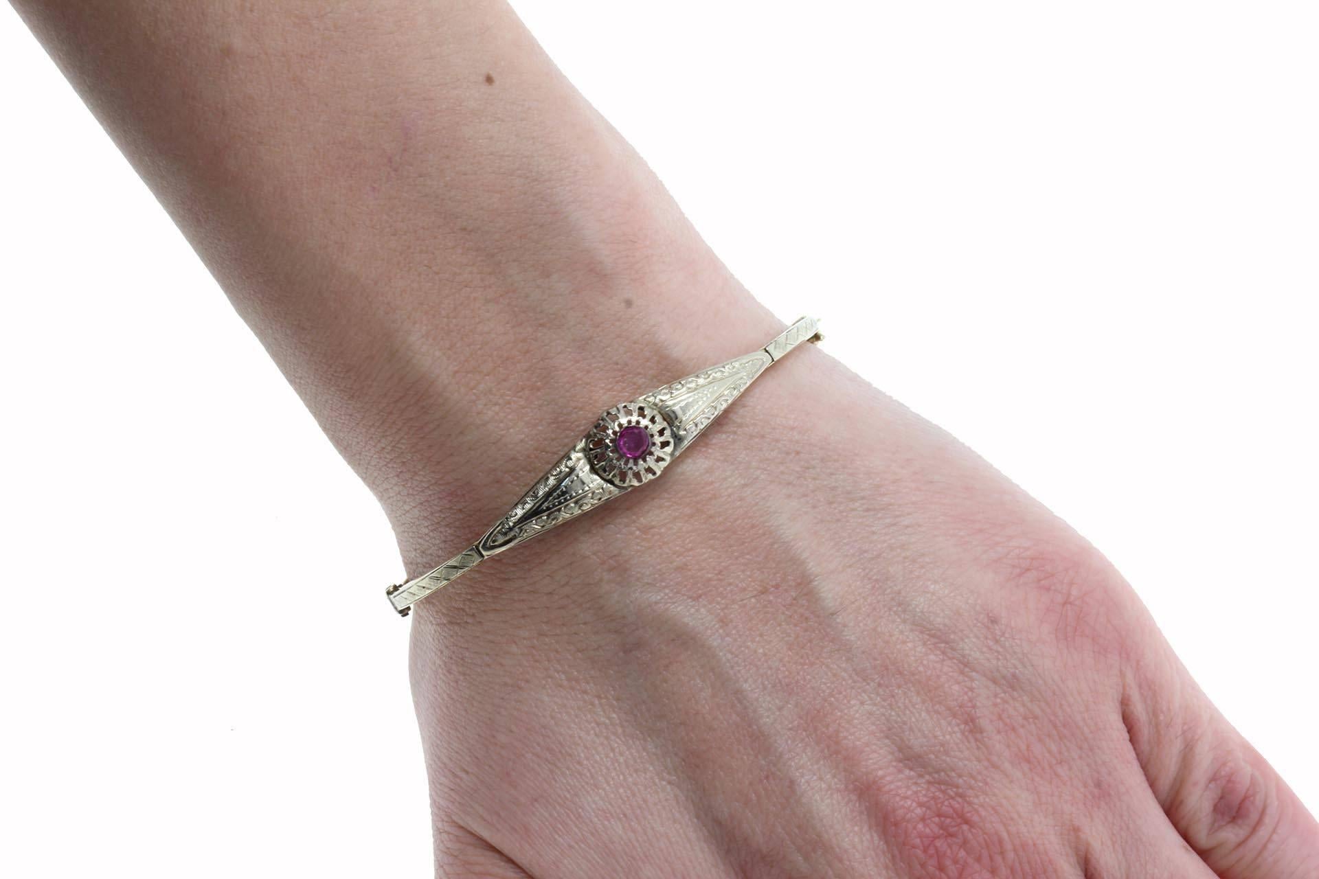 Mixed Cut Ruby Gold Bracelet For Sale
