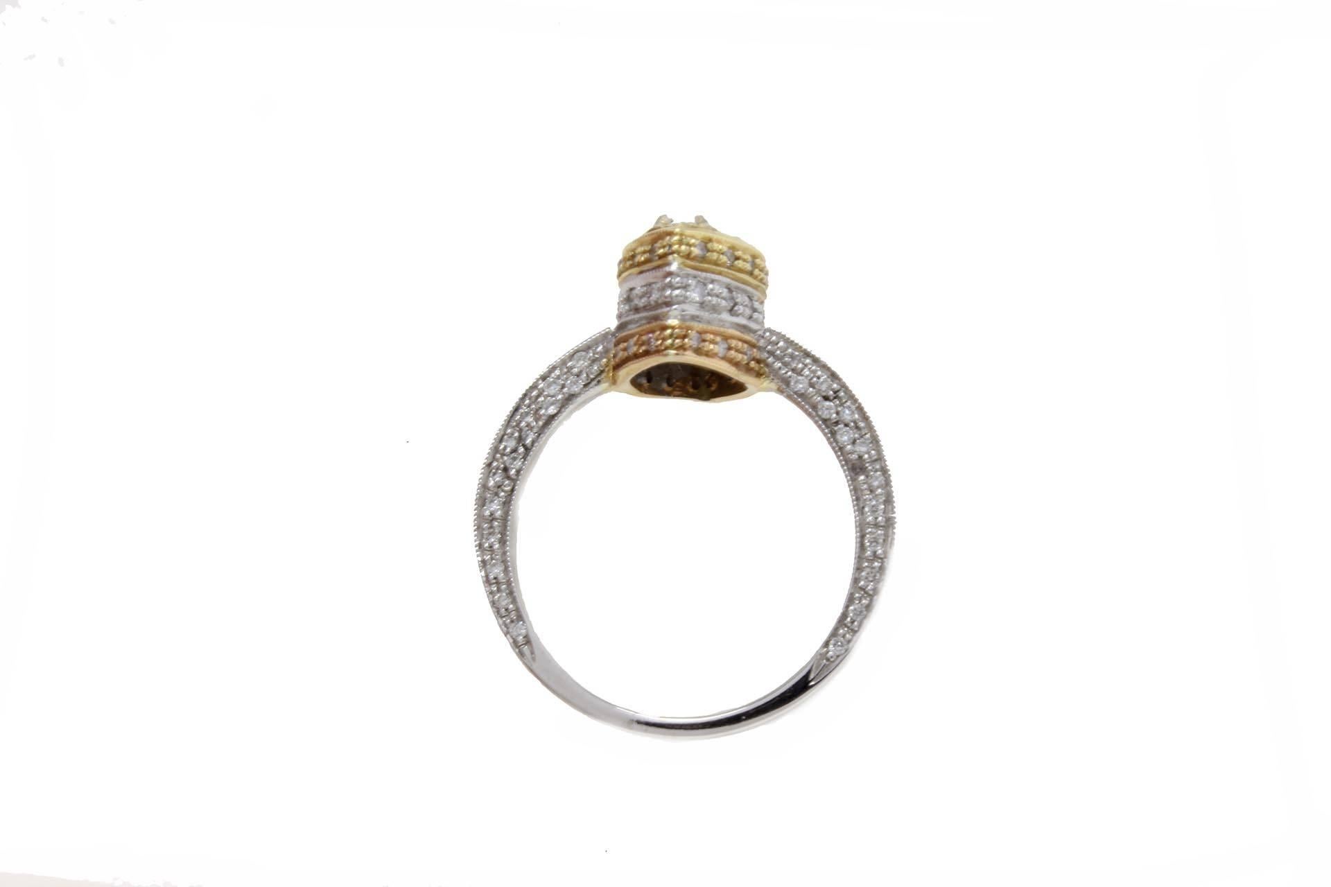 Marquise Cut 1.15 Carat Diamond 18 Karat White Yellow Rose Gold Ring