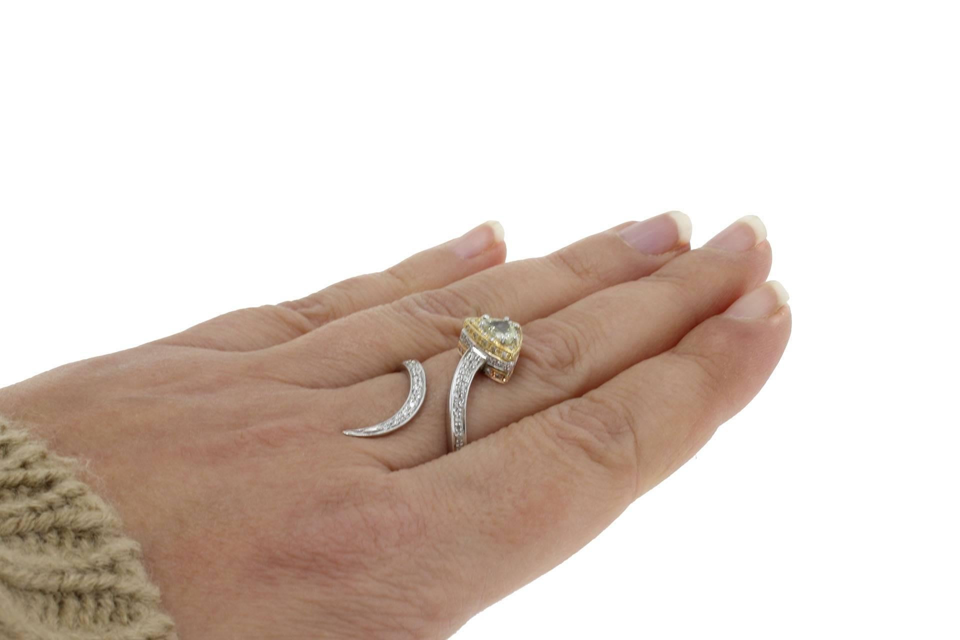 Luise Diamonds Three Gold Snake Ring In Good Condition In Marcianise, Marcianise (CE)