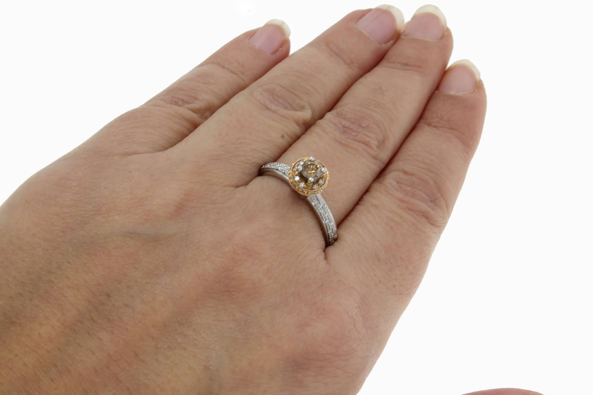 Luise Diamonds Two Color Gold Engagement Ring In Good Condition In Marcianise, Marcianise (CE)