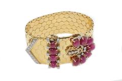 GCS Certificate Ruby Diamond Gold Retro Bracelet