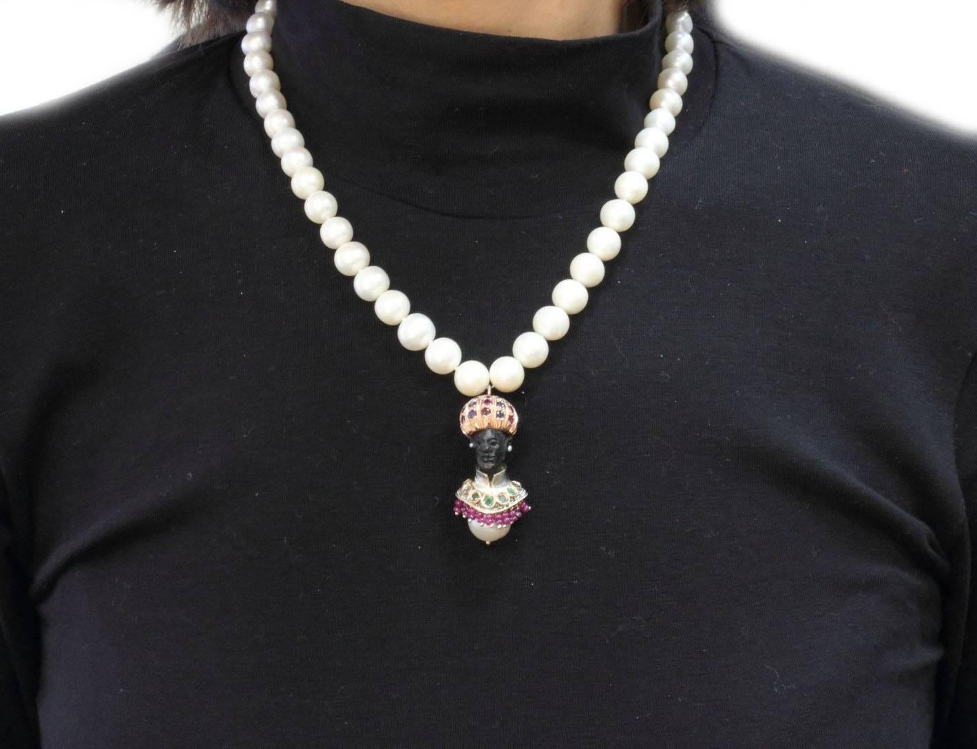 Venetian Moretti Beaded Necklace Rose Gold and Silver Pendant 1
