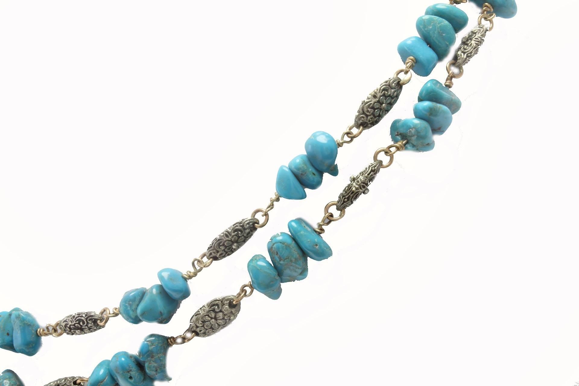  Turquoise Necklace In Good Condition In Marcianise, Marcianise (CE)