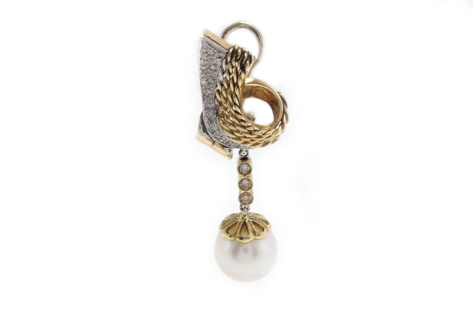 Retro Luise Diamonds and Australian Pearls Earrings