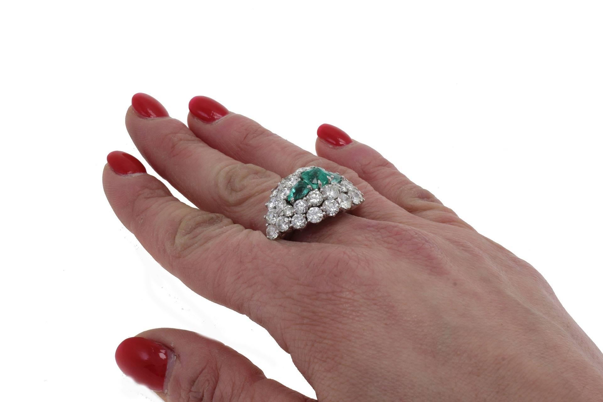 Retro 6, 03 carat Diamond 1, 85 carat Emerald Gold Ring