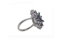 Daisy Emerald Sapphire Diamond Gold Ring