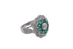 Daisy Emerald Diamond Gold Ring