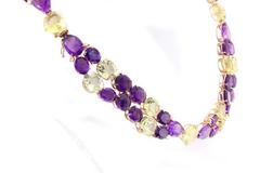 Diamonds Carat Amethysts Citrines Gold Necklace
