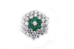Diamonds Emeralds Gold Earrings