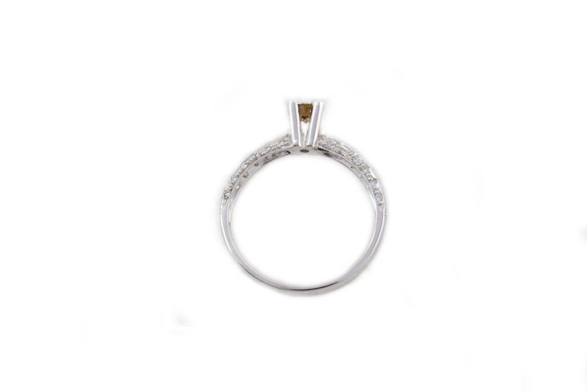 Modern Diamonds Solitaire 18 kt Gold Ring For Sale