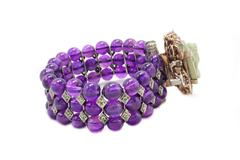 Luise Precious Stones Peridot Amethyst Pearl Diamond Lava Cameo Bracelet